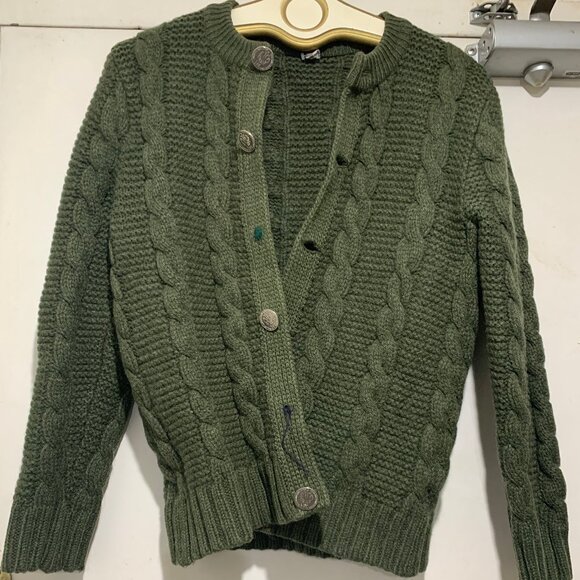 VINTAGE HEAVYWEIGHT CABLE KNIT SWEATER CARDIGANS SIZE M - Picture 2 of 12